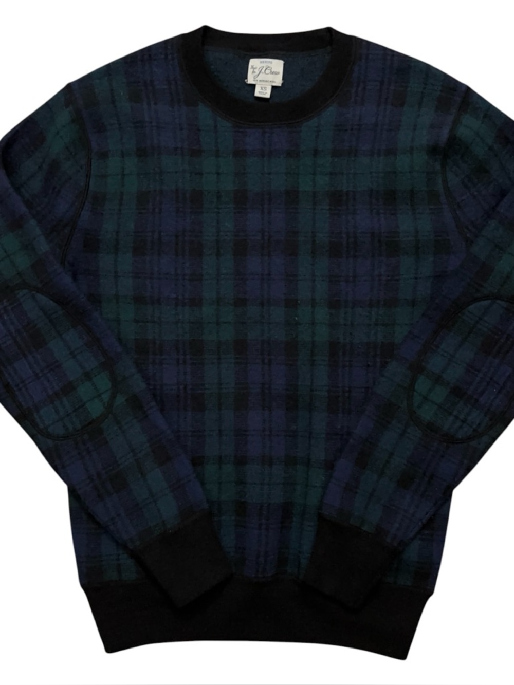 J.Crew Sweater Mens Size XS Crewneck Pullover Merino Wool Tartan Plaid Green